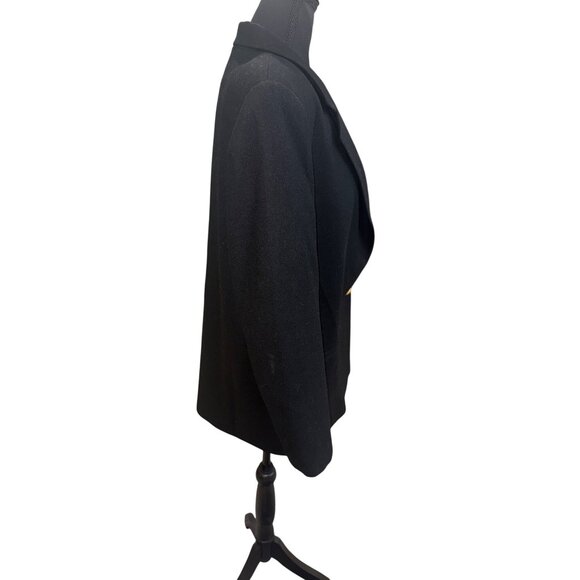 Vintage Savanna Black Pure Wool Gold Single Button Classic Blazer Jacket Office - Picture 5 of 10